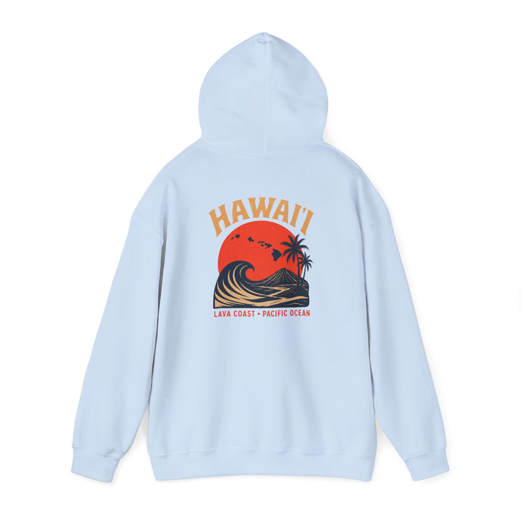 Hawai'i Lava Coast Surf Hoodie | Vintage Wave, Volcano & Palm Tree Graphic Sweatshirt