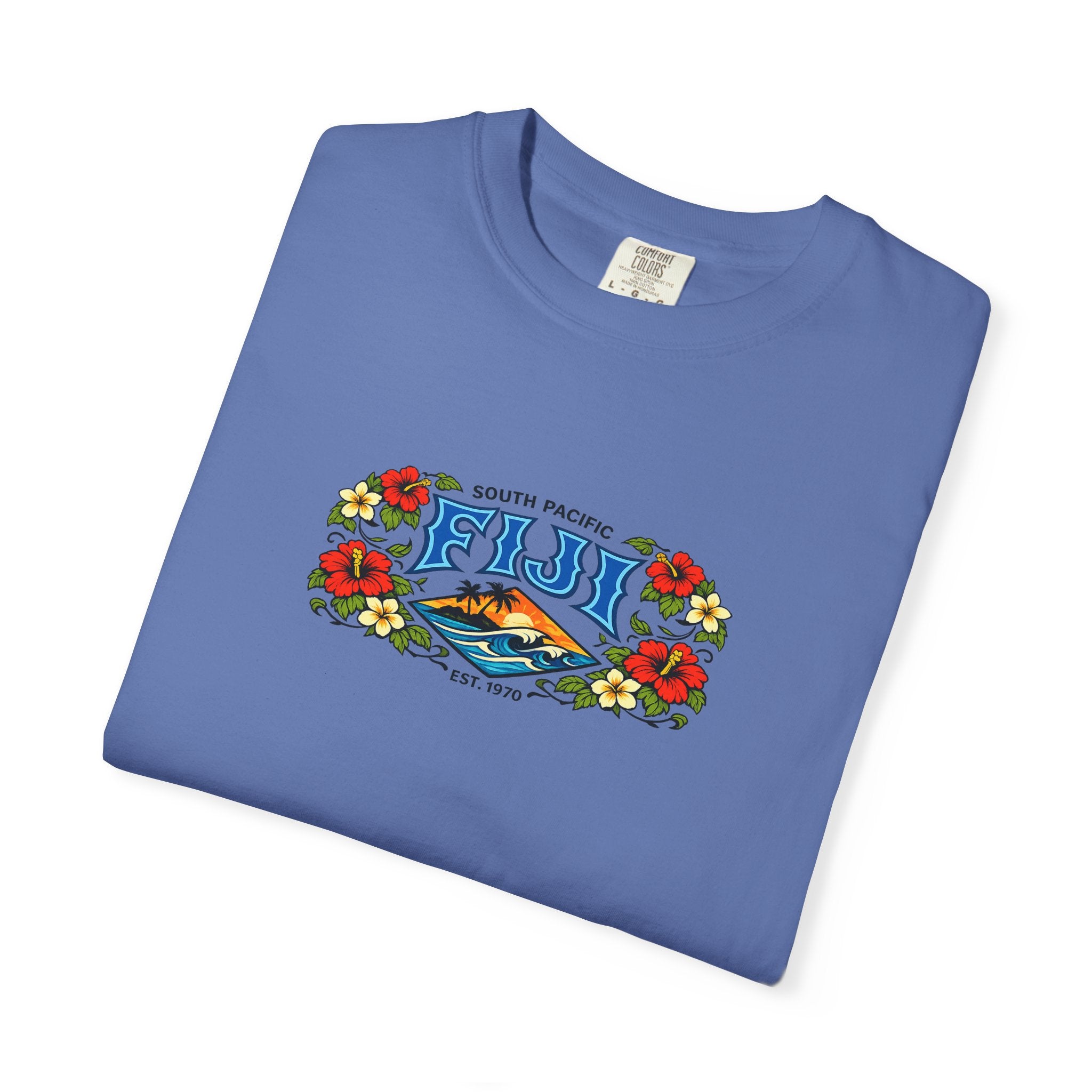 Fiji Floral Vacation T-Shirt — South Pacific Island Scenic Tee