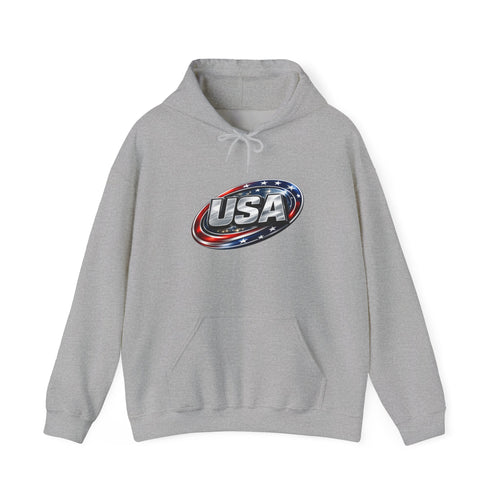 American Flag Oval Logo Hoodie — USA Athletic Flag Sweatshirt