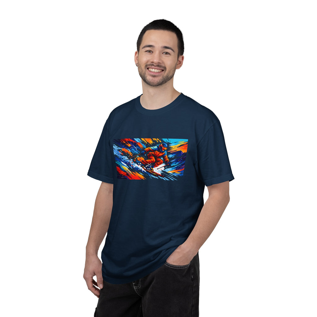 Downhill Skiing Art T-Shirt — Colorful Abstract Ski Graphic Tee