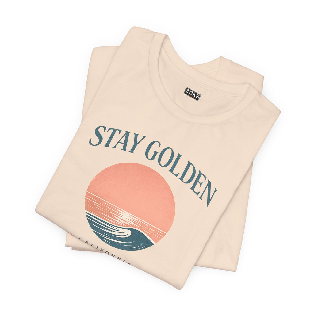 Stay Golden Sunset California Tee — Minimalist Women's Graphic T-Shirt