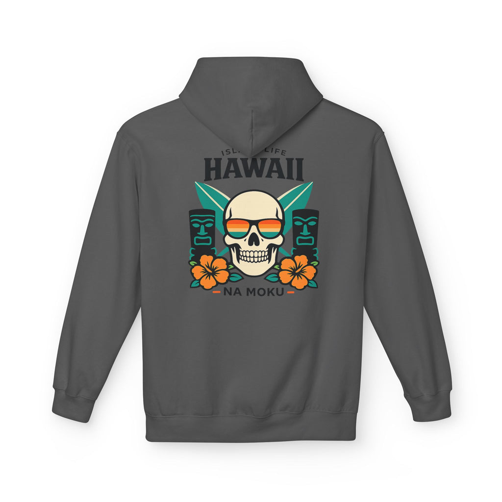 Hawaii Skull Surf Hoodie — Na Moku Island Tiki Floral Pullover