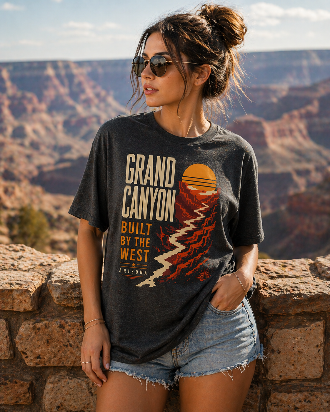 Grand Canyon Vintage Sunset T-Shirt — "Built by the West" Retro Travel Tee