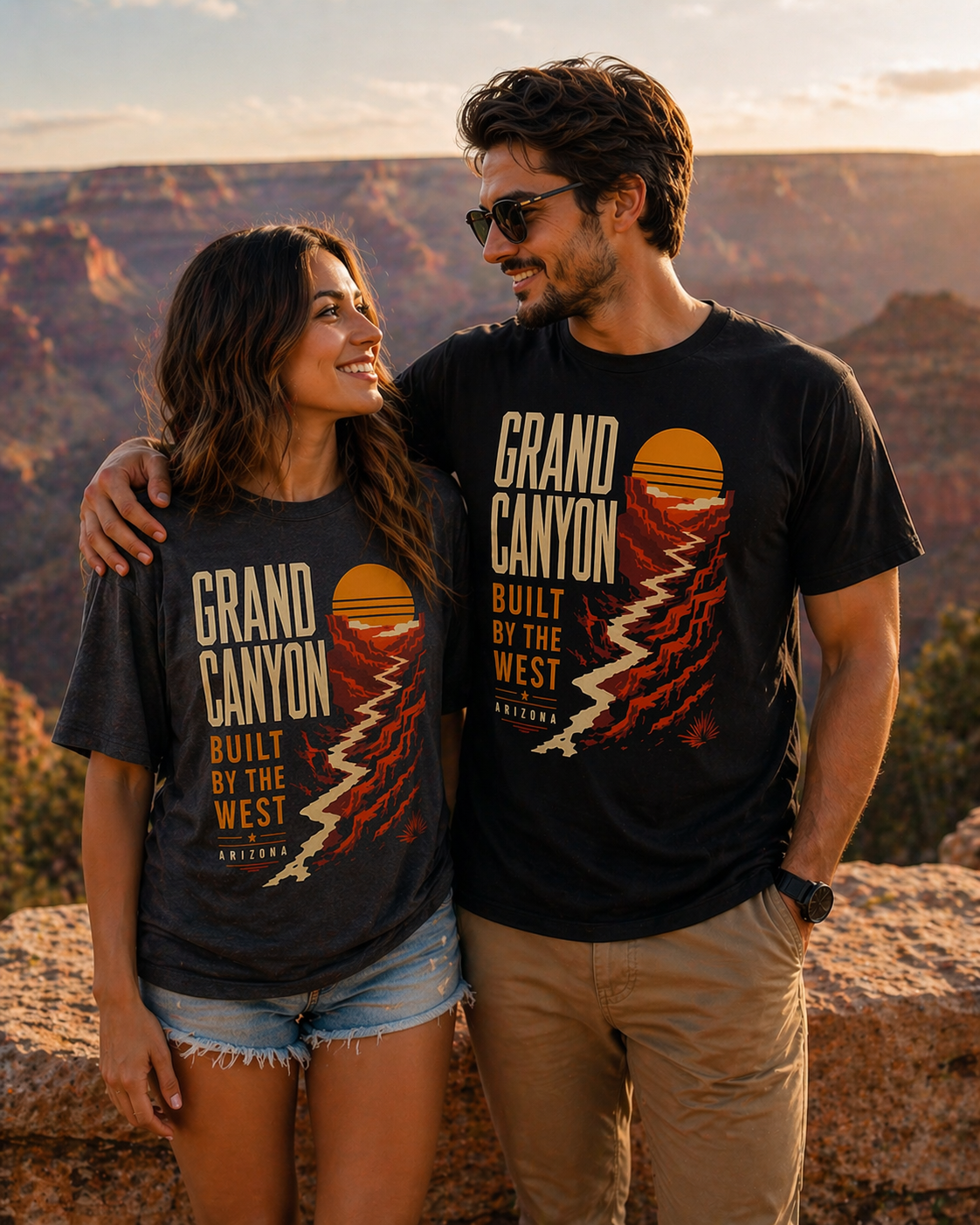 Grand Canyon Vintage Sunset T-Shirt — "Built by the West" Retro Travel Tee