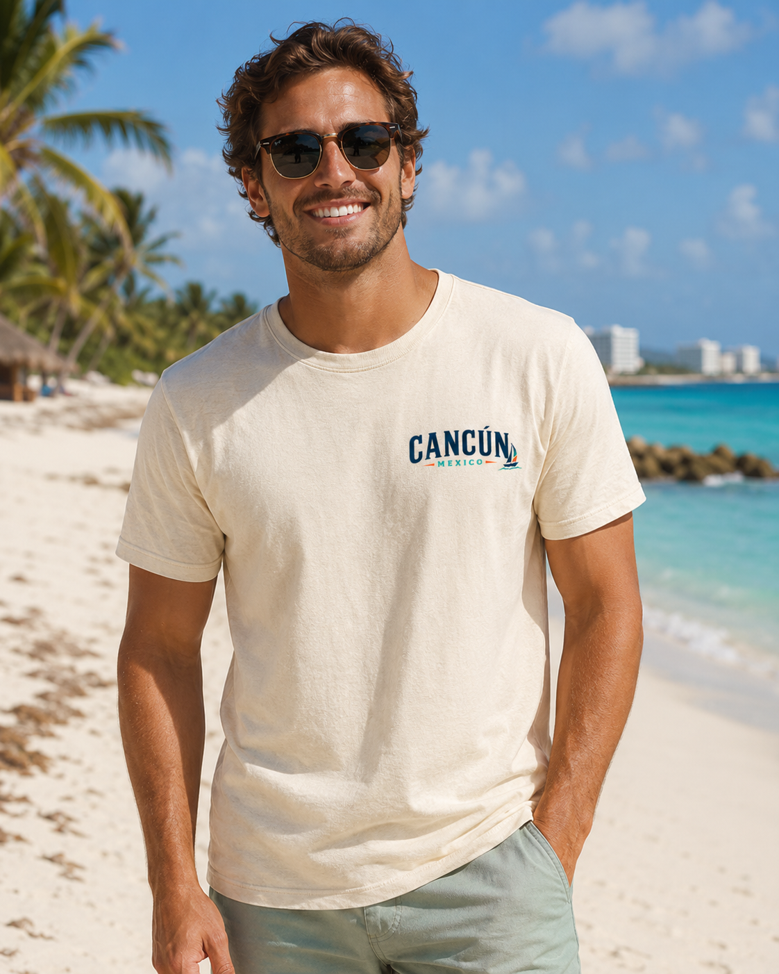 Cancún Mexico Sunset Sail T-Shirt — Beach Vacation Tee