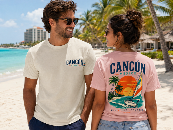 Cancún Mexico Sunset Sail T-Shirt — Beach Vacation Tee