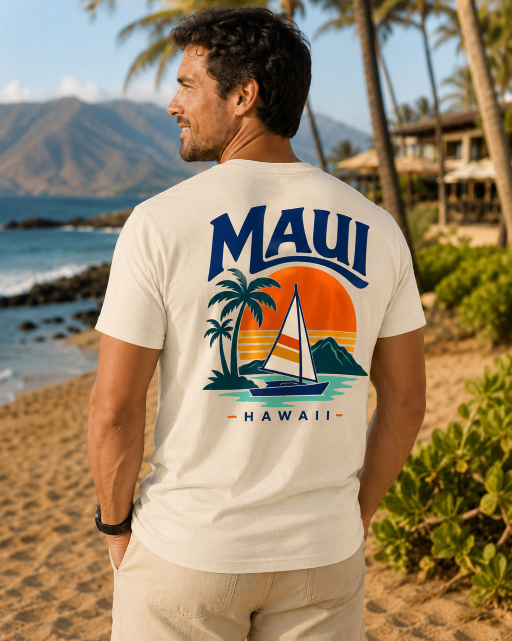 Maui Sail Sunset T-Shirt — Hawaii Palm Beach Vacation Tee
