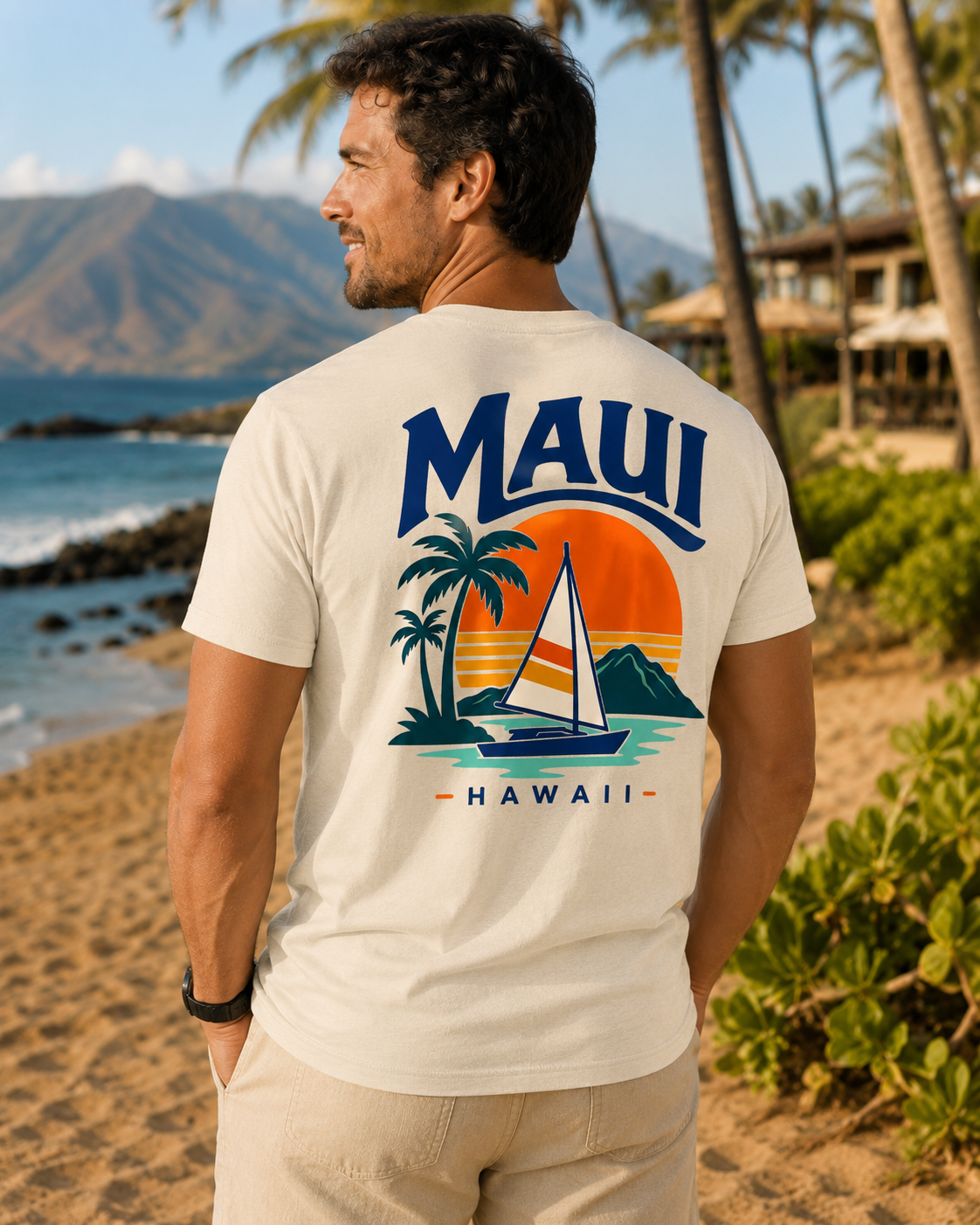 Maui Sail Sunset T-Shirt — Hawaii Palm Beach Vacation Tee
