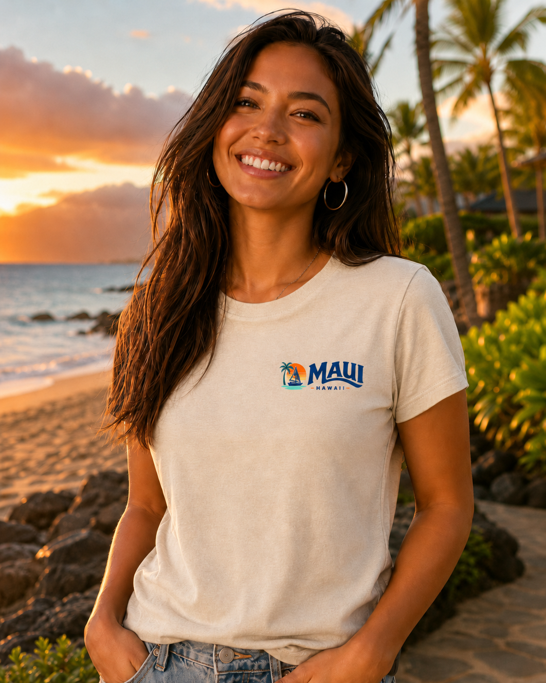 Maui Sail Sunset T-Shirt — Hawaii Palm Beach Vacation Tee
