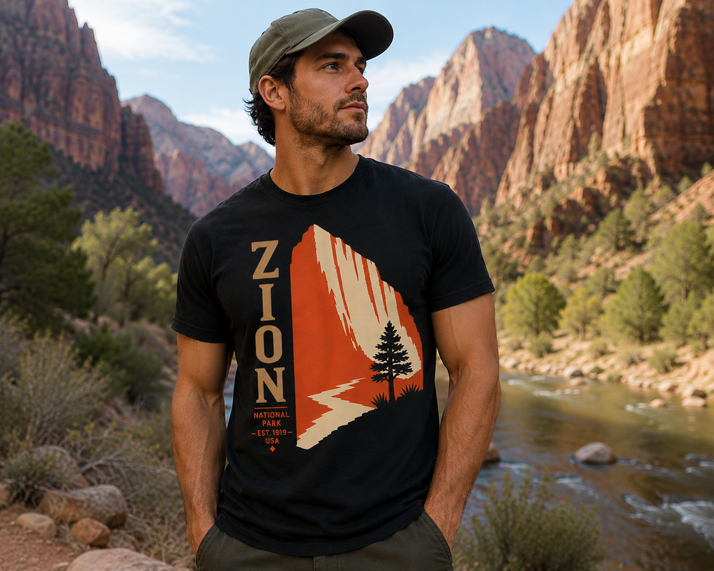 Zion National Park Vintage Sunset T-Shirt — Retro Hiking Tee