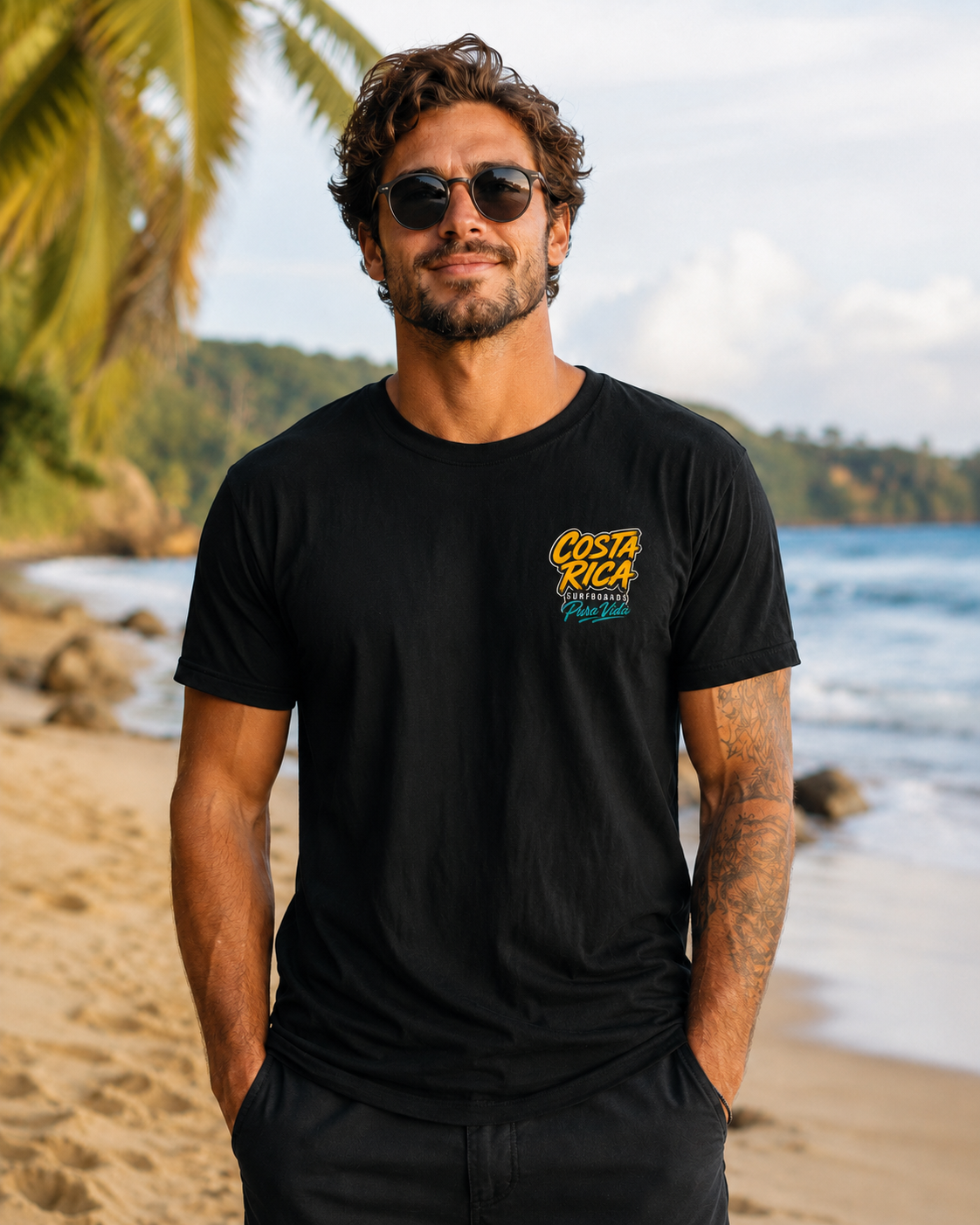 Pura Vida Sloth Beach Costa Rica T-Shirt – Retro Tropical Surf Graphic Tee