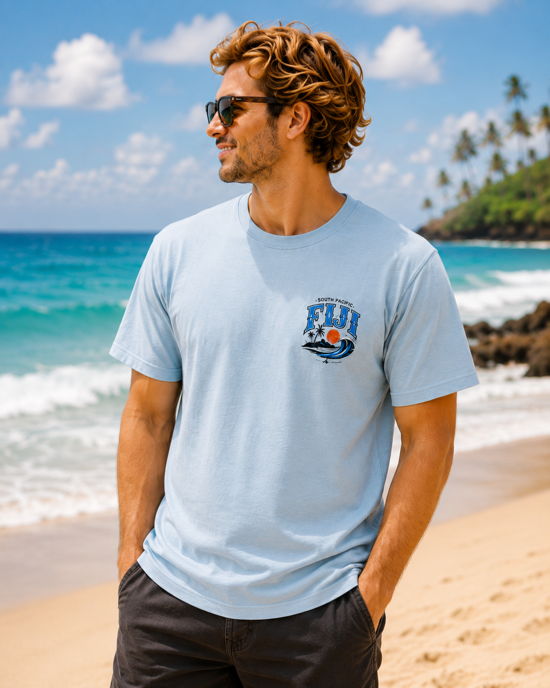 FIJI South Pacific Surf Tee – Premium Island Wave Graphic Shirt (Front & Back Print)