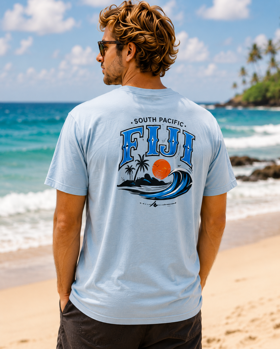 FIJI South Pacific Surf Tee – Premium Island Wave Graphic Shirt (Front & Back Print)