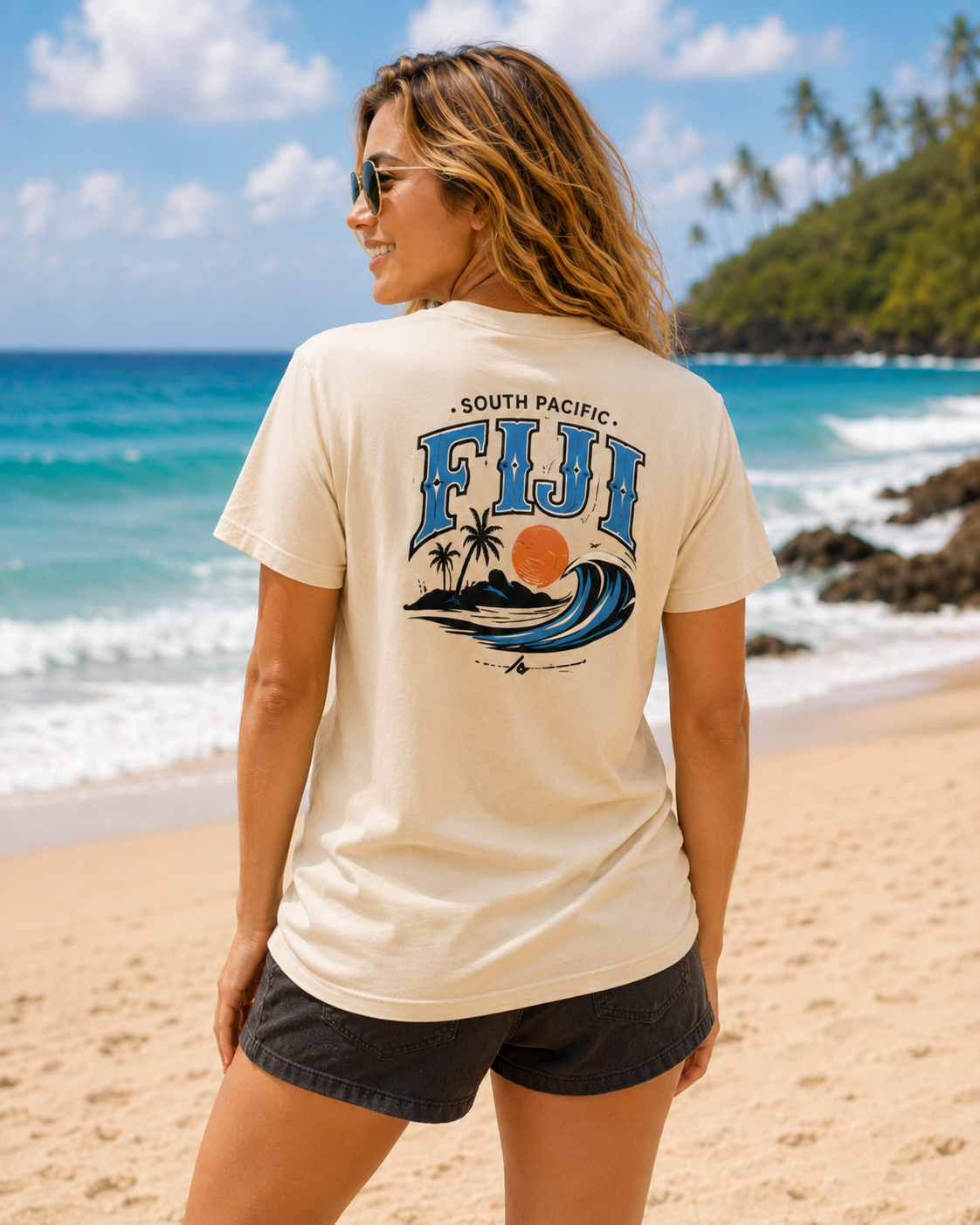 FIJI South Pacific Surf Tee – Premium Island Wave Graphic Shirt (Front & Back Print)