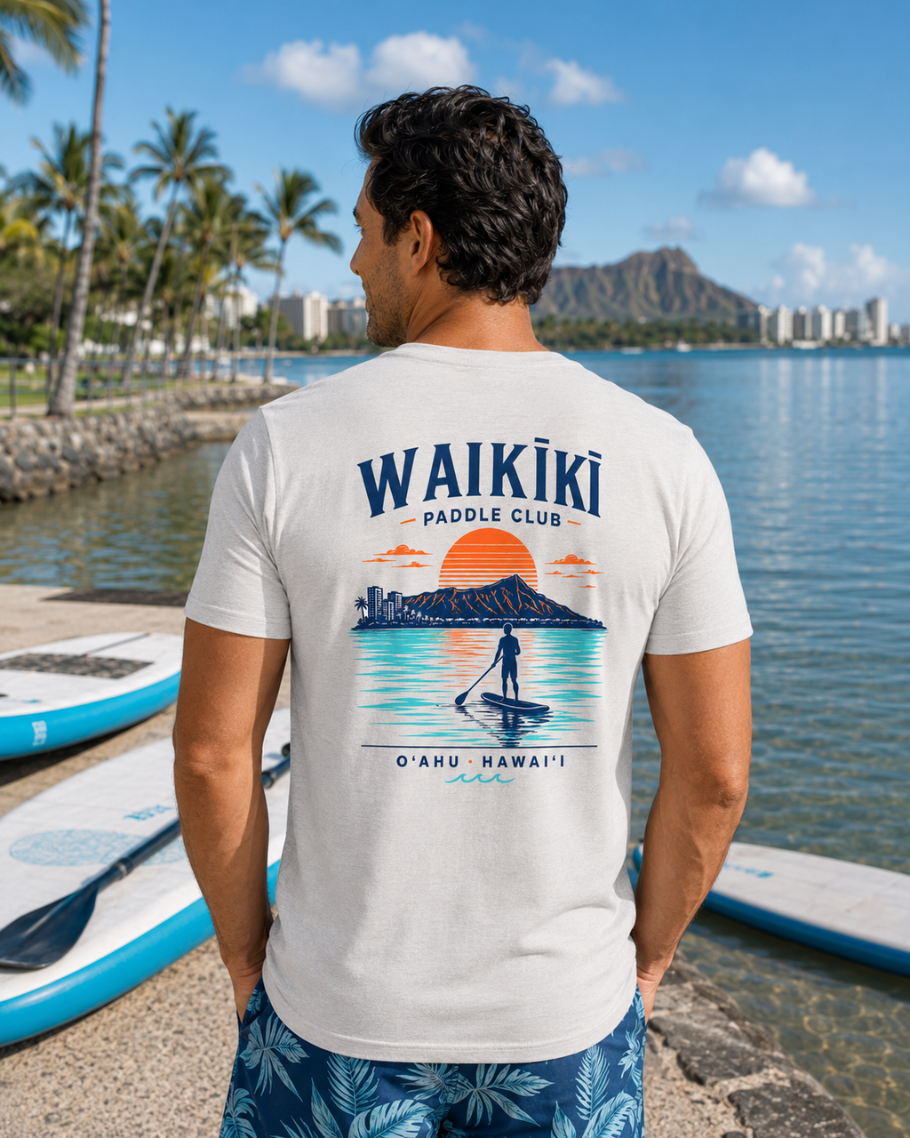 WAIKĪKĪ Paddle Club T-Shirt | Oʻahu Hawaiʻi Surf & Beach Tee