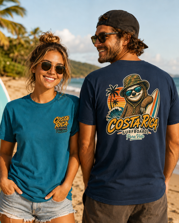 Pura Vida Sloth Beach Costa Rica T-Shirt – Retro Tropical Surf Graphic Tee