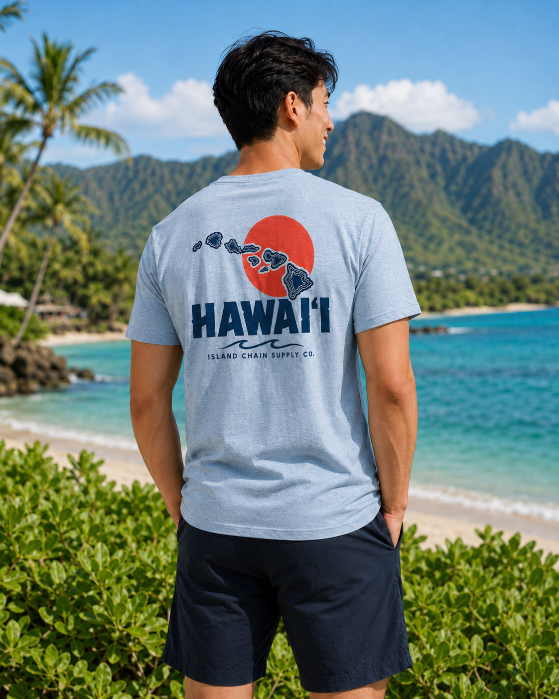 Hawai‘i Island Chain Supply Co. T-Shirt – Vintage Surf Map Graphic