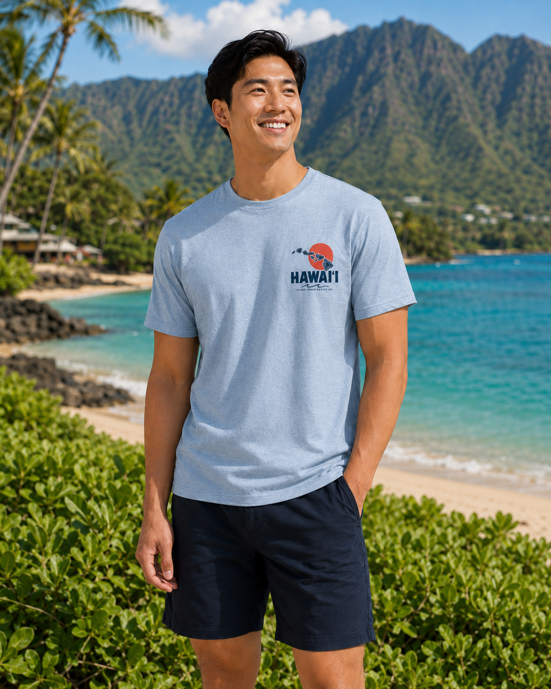 Hawai‘i Island Chain Supply Co. T-Shirt – Vintage Surf Map Graphic