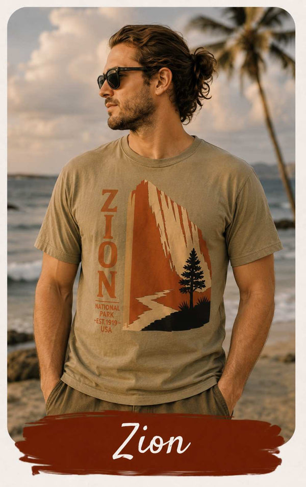 Zion National Park Vintage Sunset T-Shirt — Retro Hiking Tee
