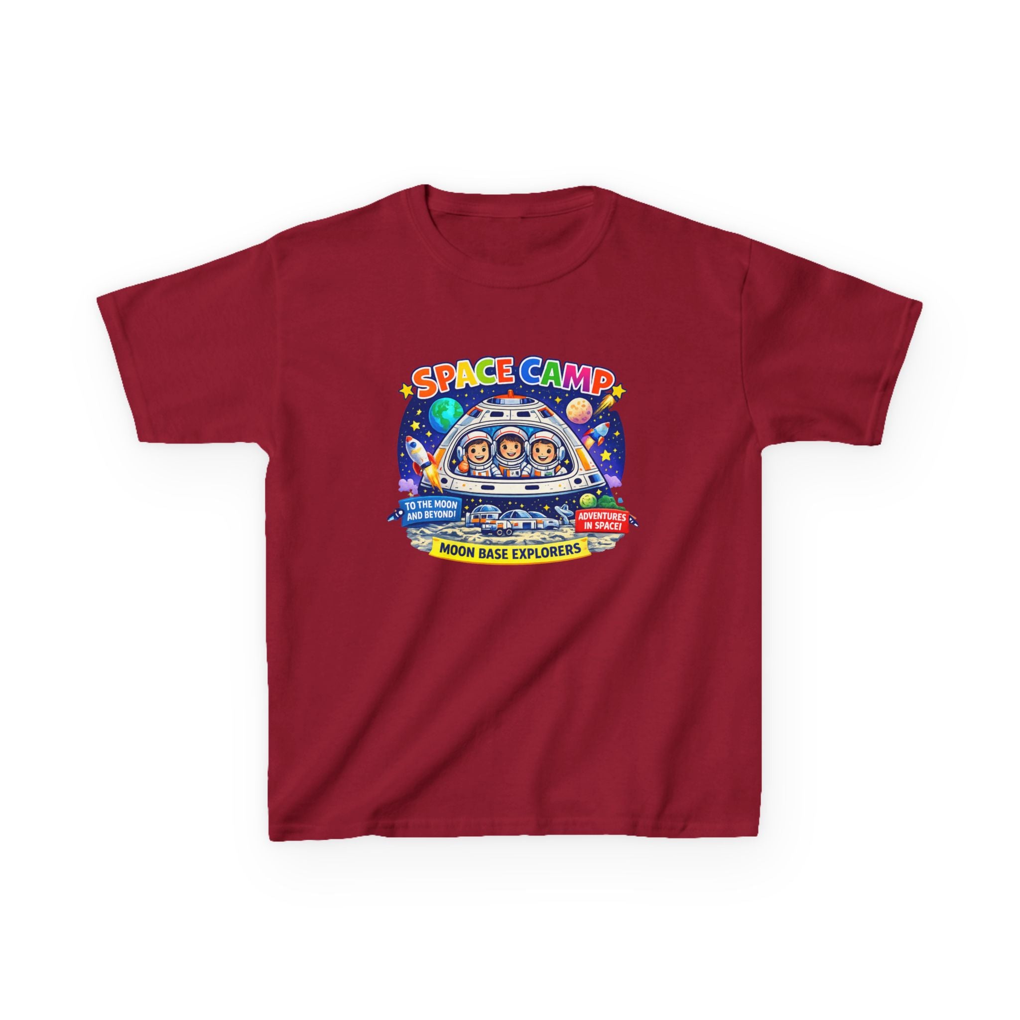 Space Camp Kids T-Shirt — Moon Base Explorers Graphic Tee