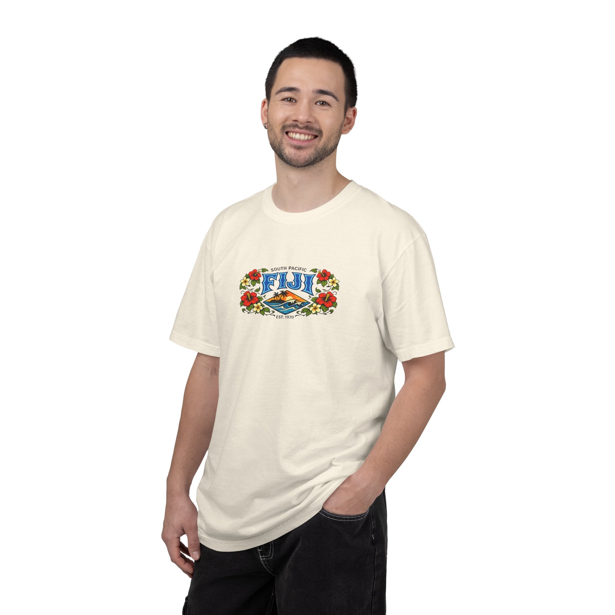 Fiji Floral Vacation T-Shirt — South Pacific Island Scenic Tee
