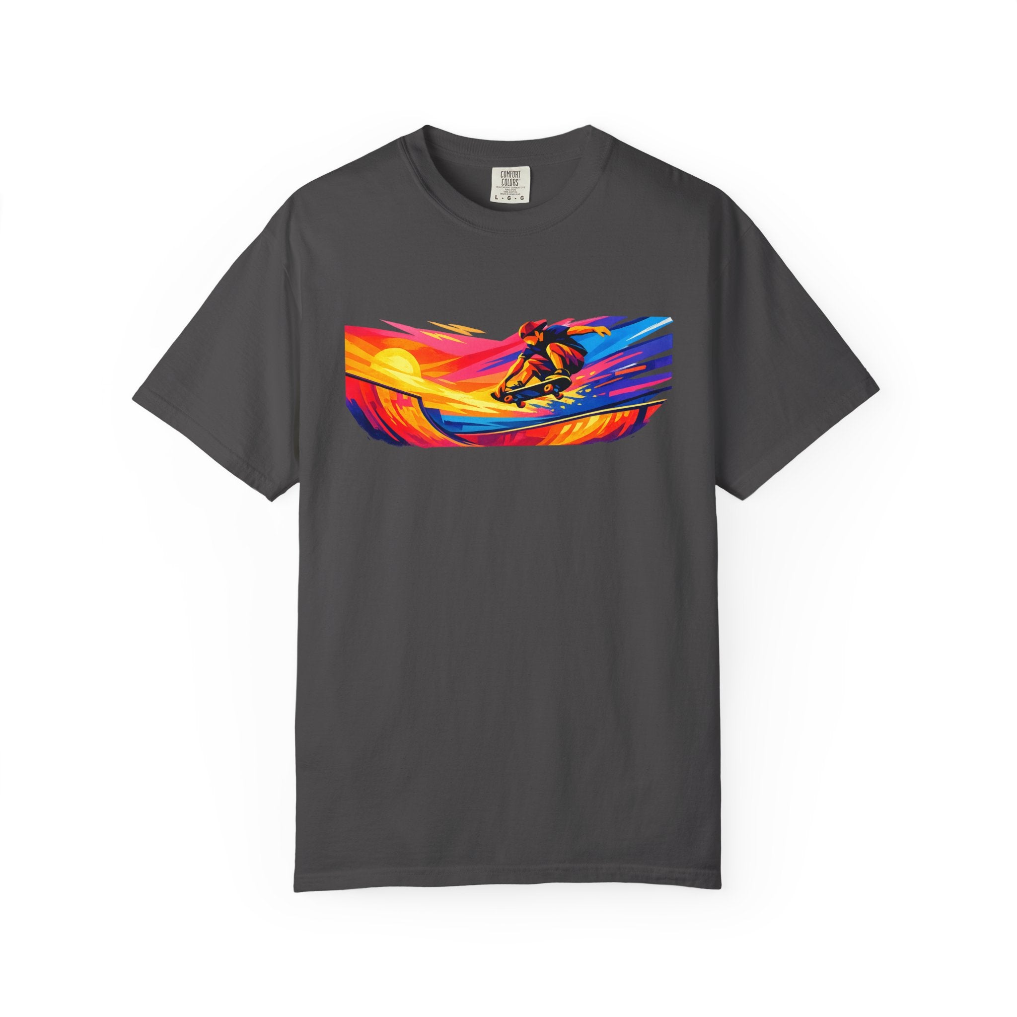 Skateboard Sunset T-Shirt — Vibrant Retro Surf Graphic