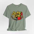 Lucky Girl Tee — Women's Vintage Red Shoe Graphic T-Shirt