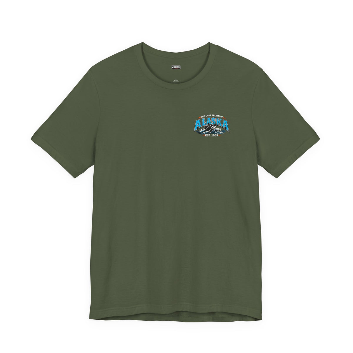 Alaska The Last Frontier T-Shirt – Orca Sunset Graphic Tee, Vintage Outdoor Travel Shirt, Nature Adventure Back Print Tee
