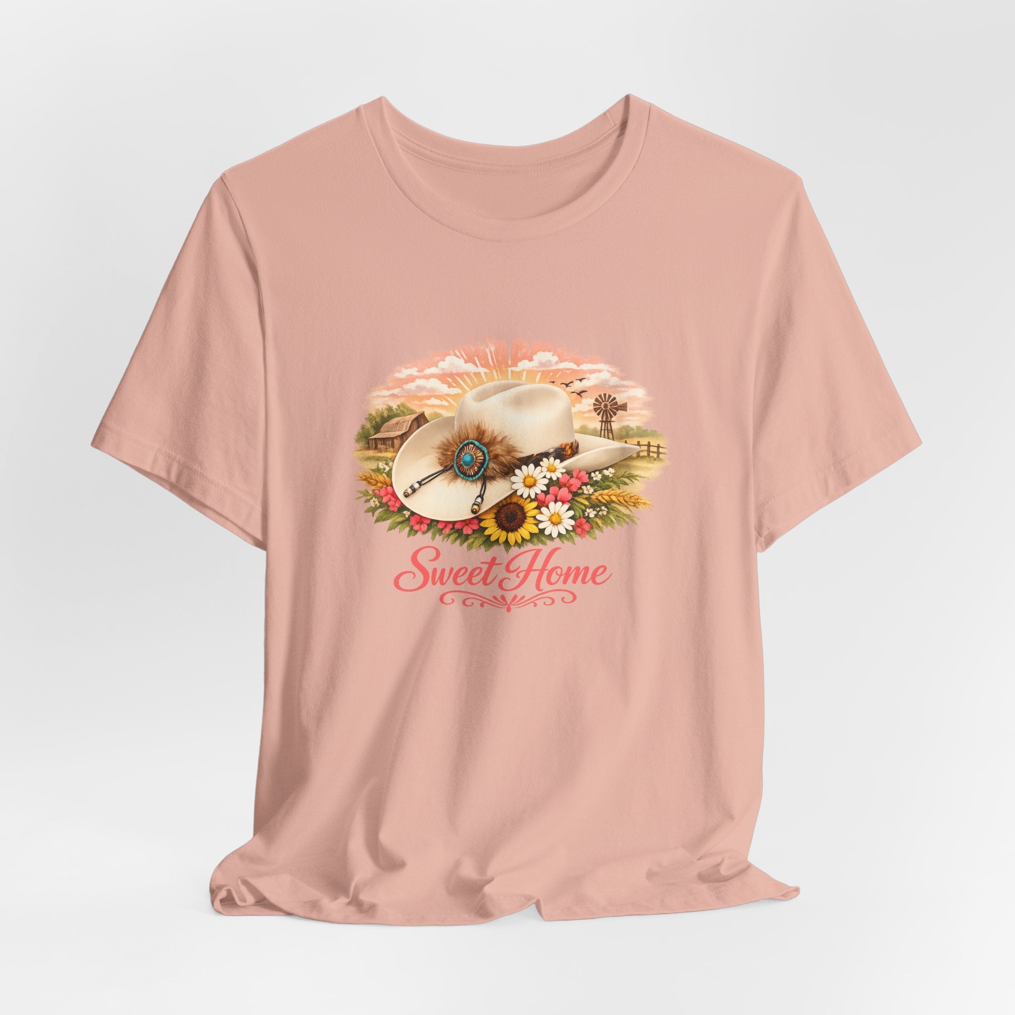 Women's Sweet Home Floral Cowboy Hat Tee — Country Vintage Graphic T-Shirt