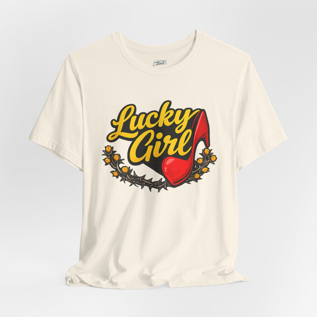 Lucky Girl Tee — Vintage Red Shoe Graphic T-Shirt
