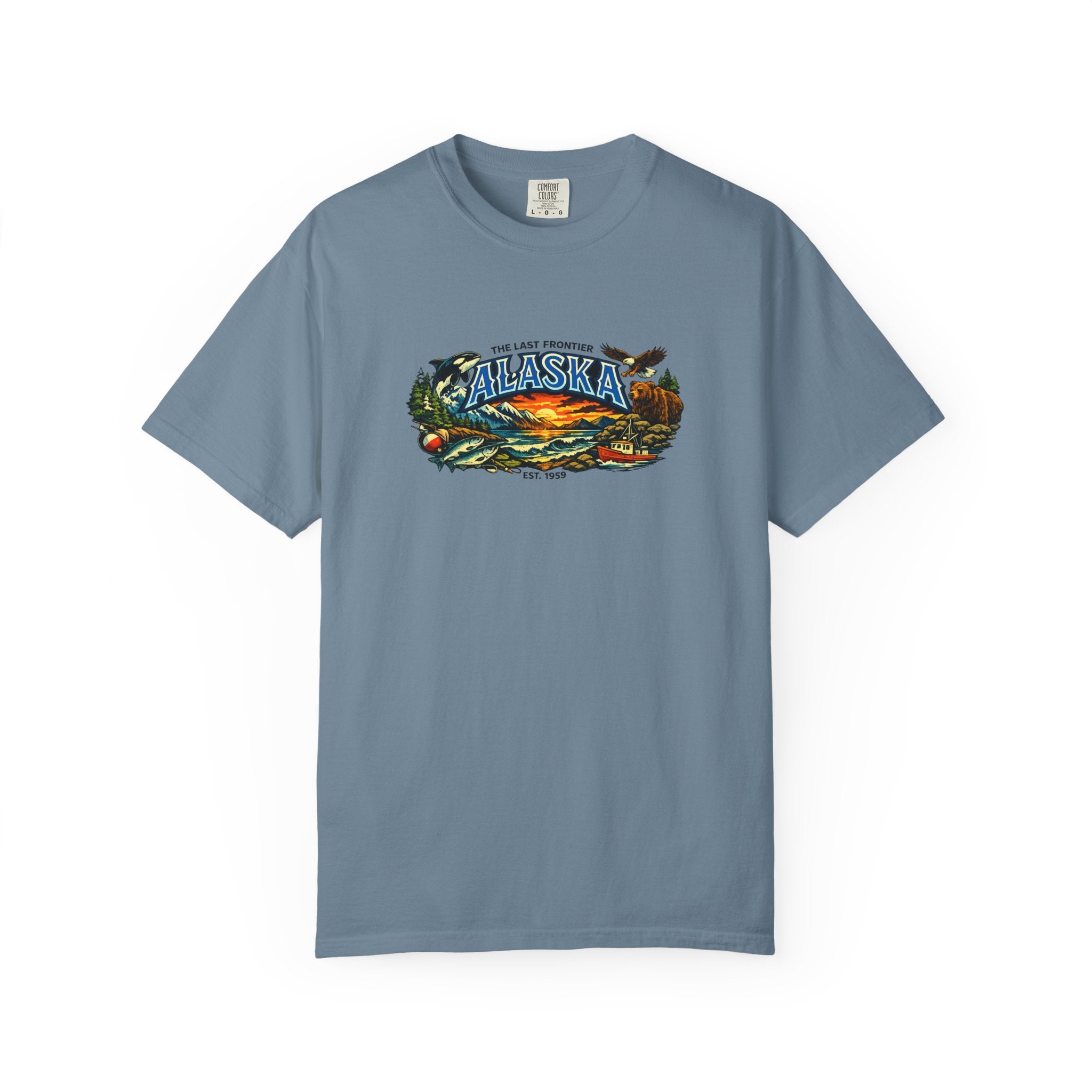 Alaska Scenic T‑Shirt — 'The Last Frontier' Sunset Graphic