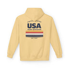 USA Surf Division Vintage Stripes Hoodie — Chest & Back Graphic