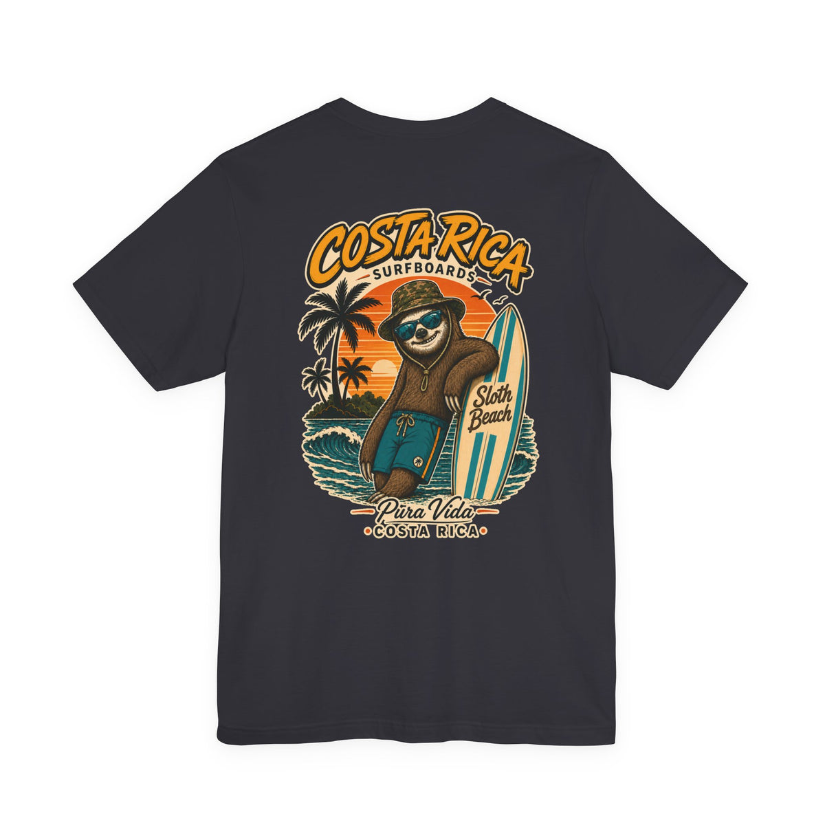 Costa Rica Surf Sloth T‑Shirt — Pura Vida Beach Tee