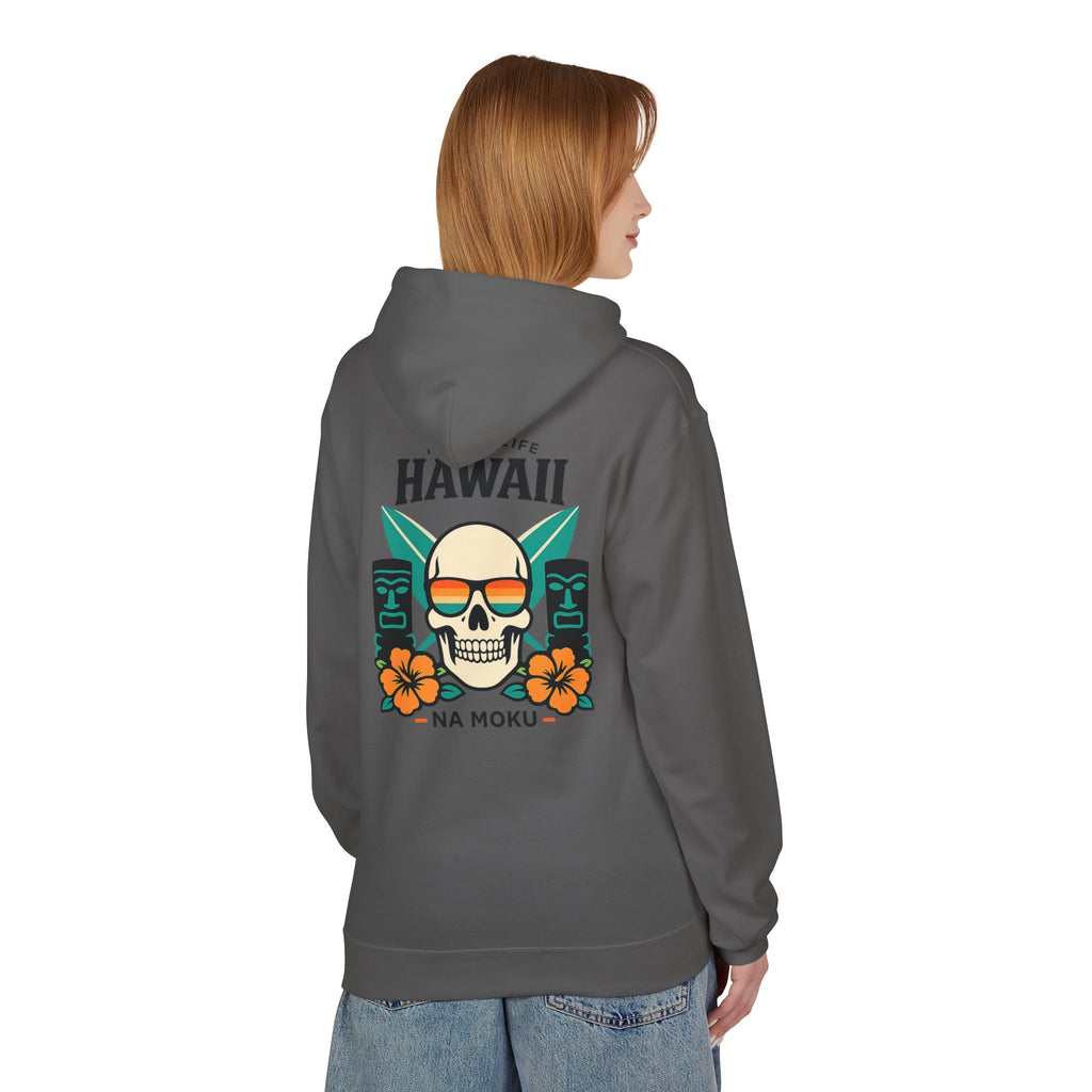 Hawaii Skull Surf Hoodie — Na Moku Island Tiki Floral Pullover
