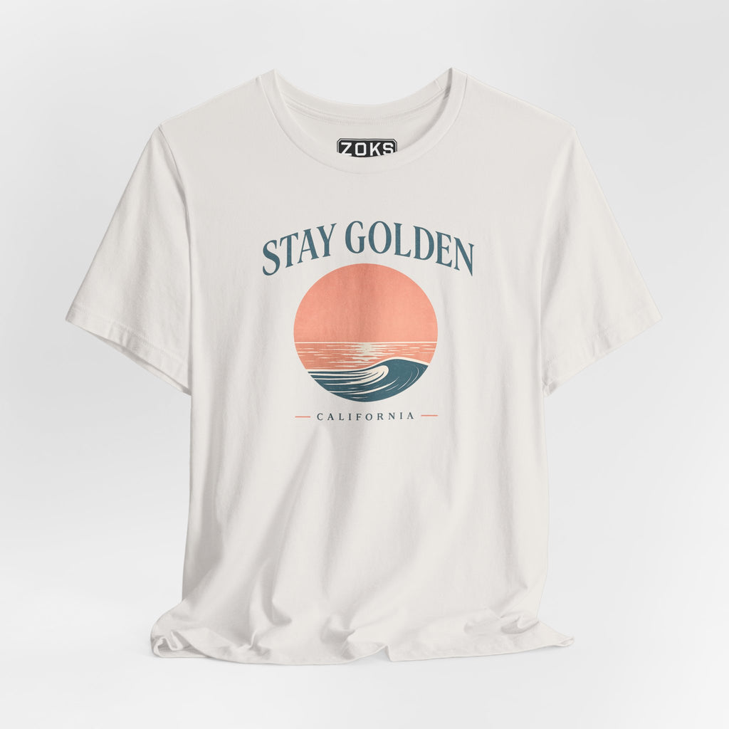 Stay Golden Sunset California Tee — Minimalist Women's Graphic T-Shirt