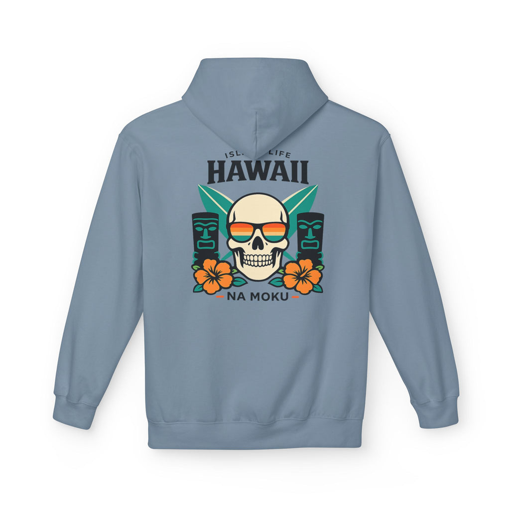 Hawaii Skull Surf Hoodie — Na Moku Island Tiki Floral Pullover