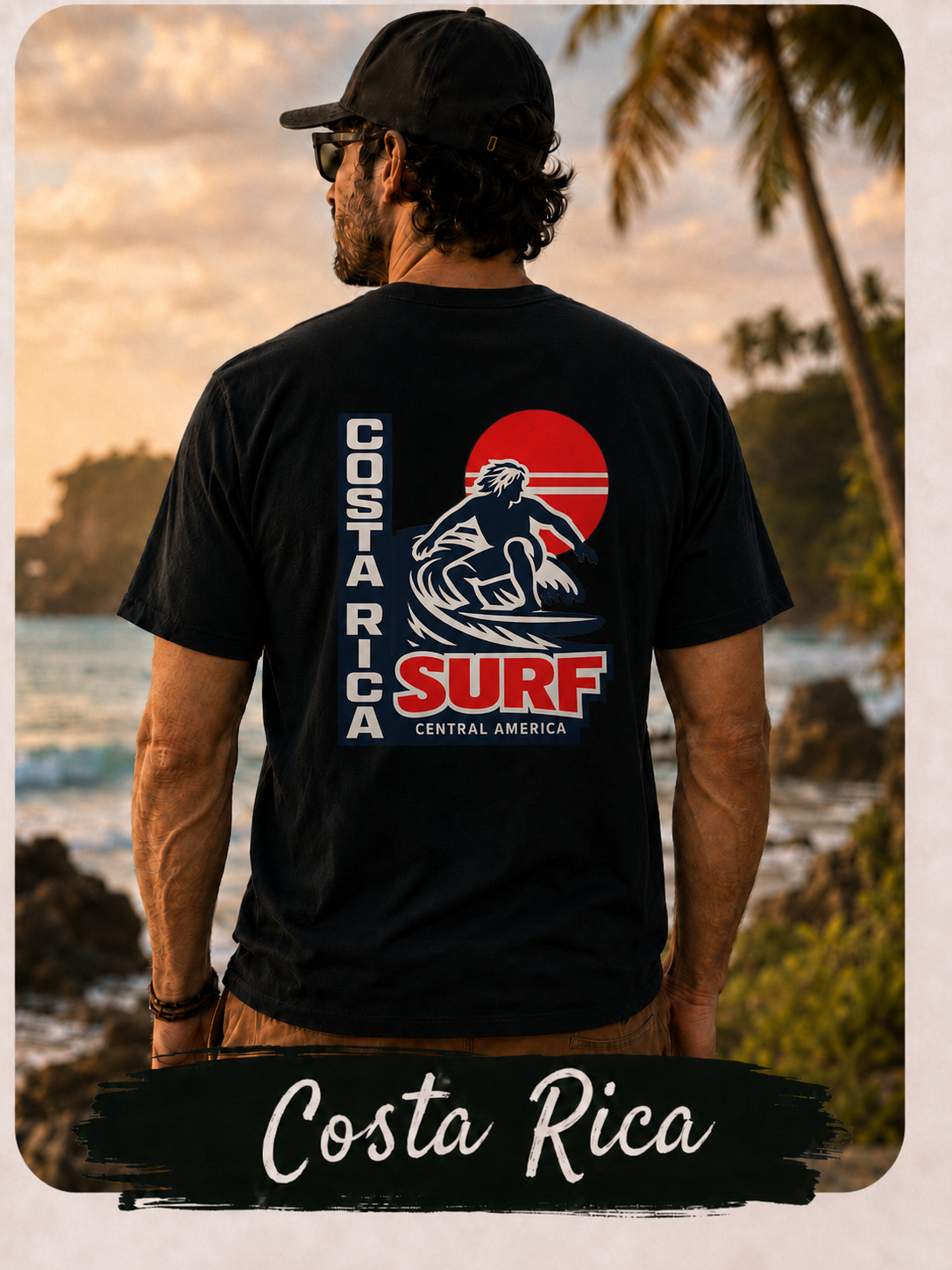 Costa Rica Surf Vintage Graphic Tee — Retro Surfer T-Shirt