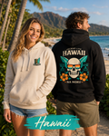 Hawaii Skull Surf Hoodie — Na Moku Island Tiki Floral Pullover