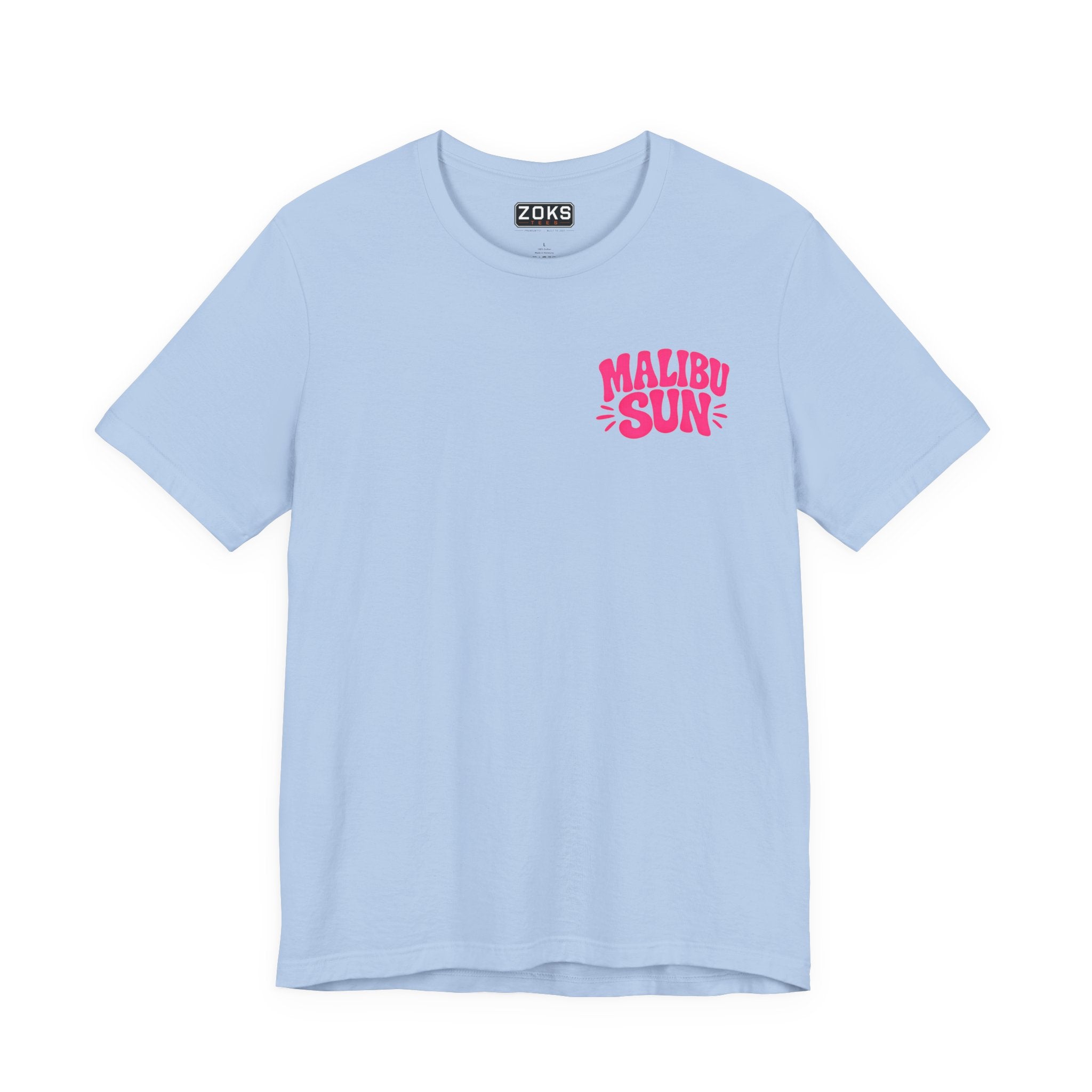 Malibu Sun Graphic Tee – Women's Soft Coastal Aesthetic Shirt, Summer Vacation Beach T-Shirt