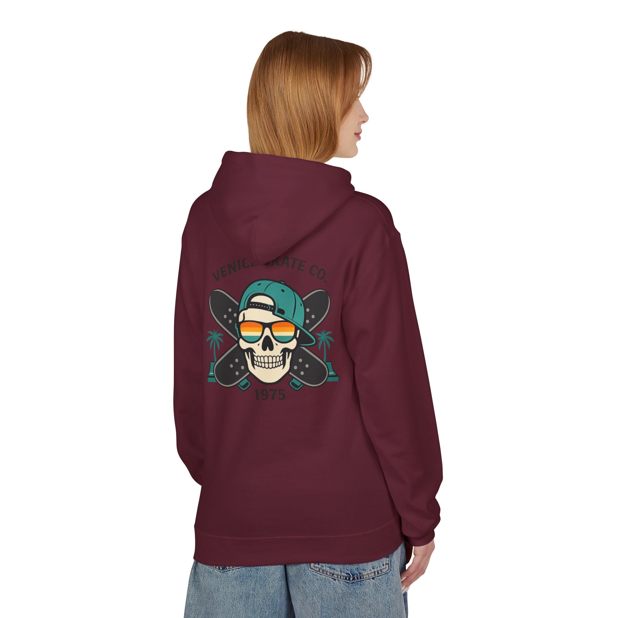 Venice Skate Co. Skull Palm Skateboard Hoodie — Retro Venice, California Pullover