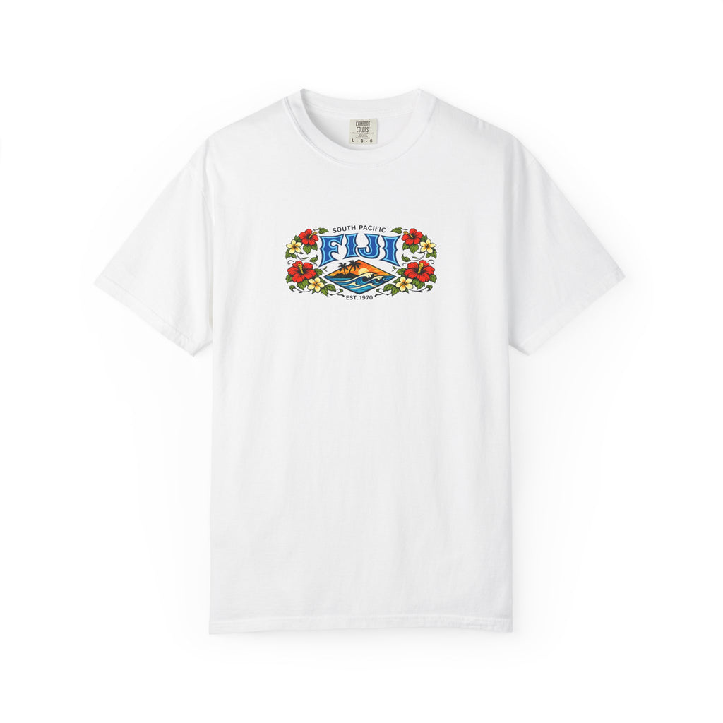 Fiji Floral Vacation T-Shirt — South Pacific Island Scenic Tee