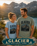 Glacier National Park Montana Mountain Scenic Graphic T-Shirt