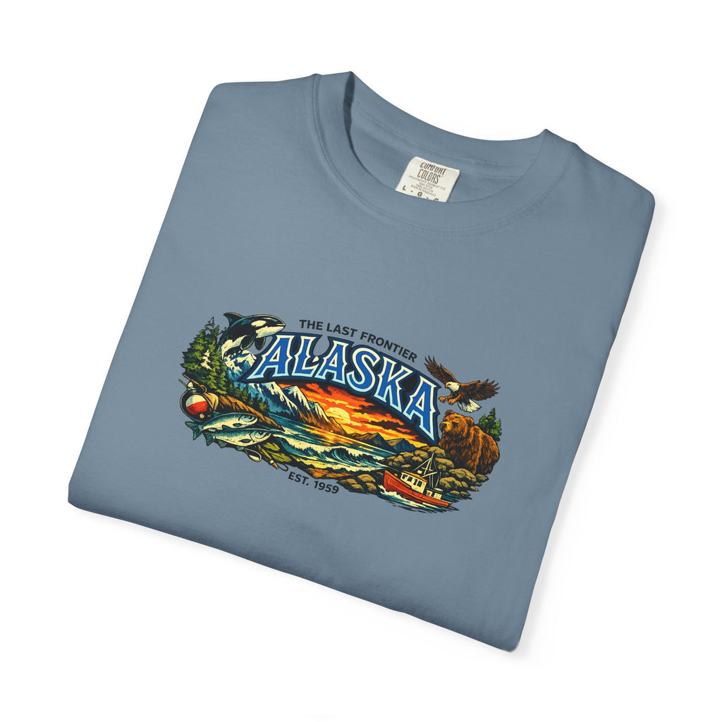 Alaska Scenic T‑Shirt — 'The Last Frontier' Sunset Graphic