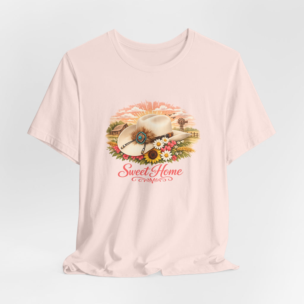 Women's Sweet Home Floral Cowboy Hat Tee — Country Vintage Graphic T-Shirt