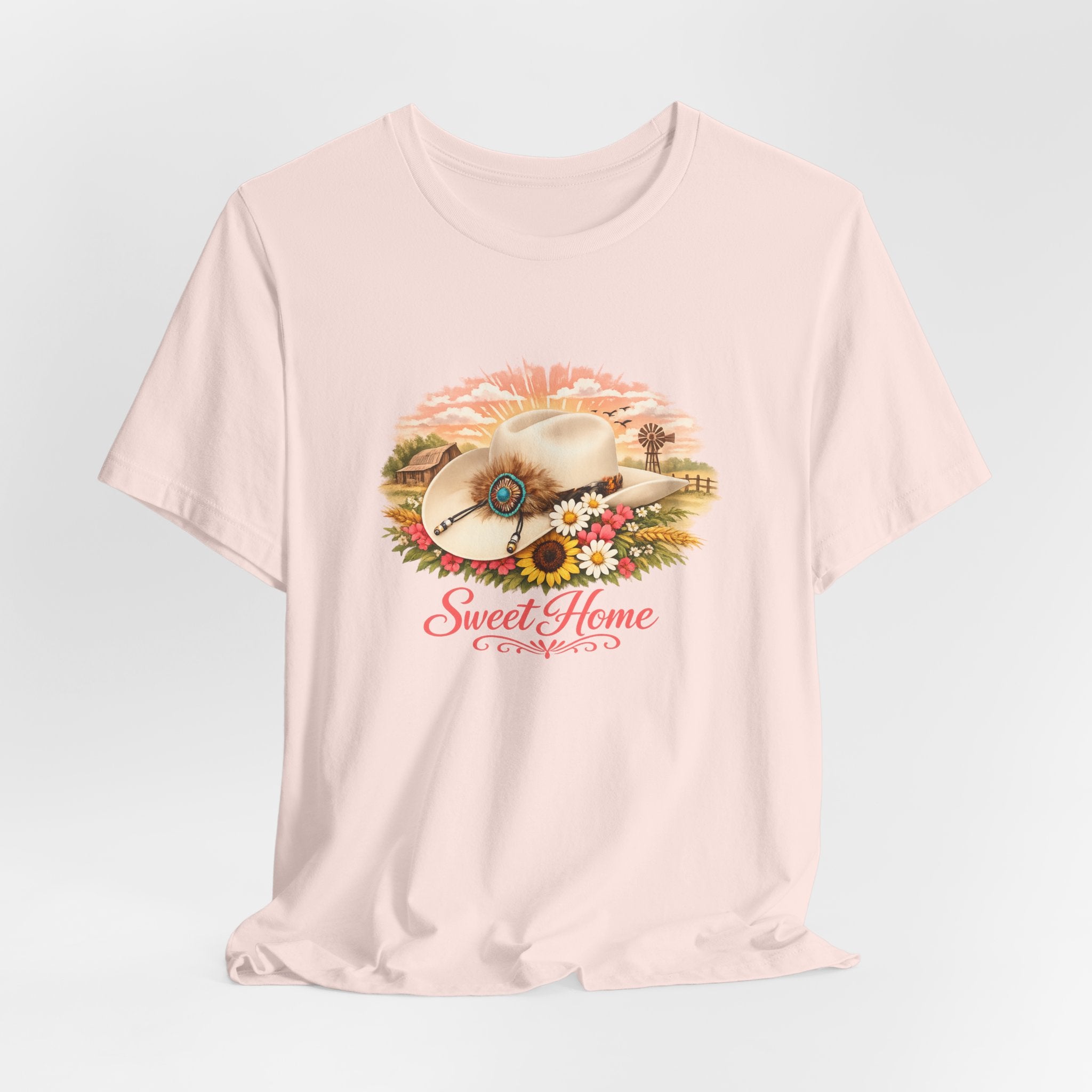 Sweet Home Floral Cowboy Hat Tee — Country Vintage Women's Graphic T-Shirt