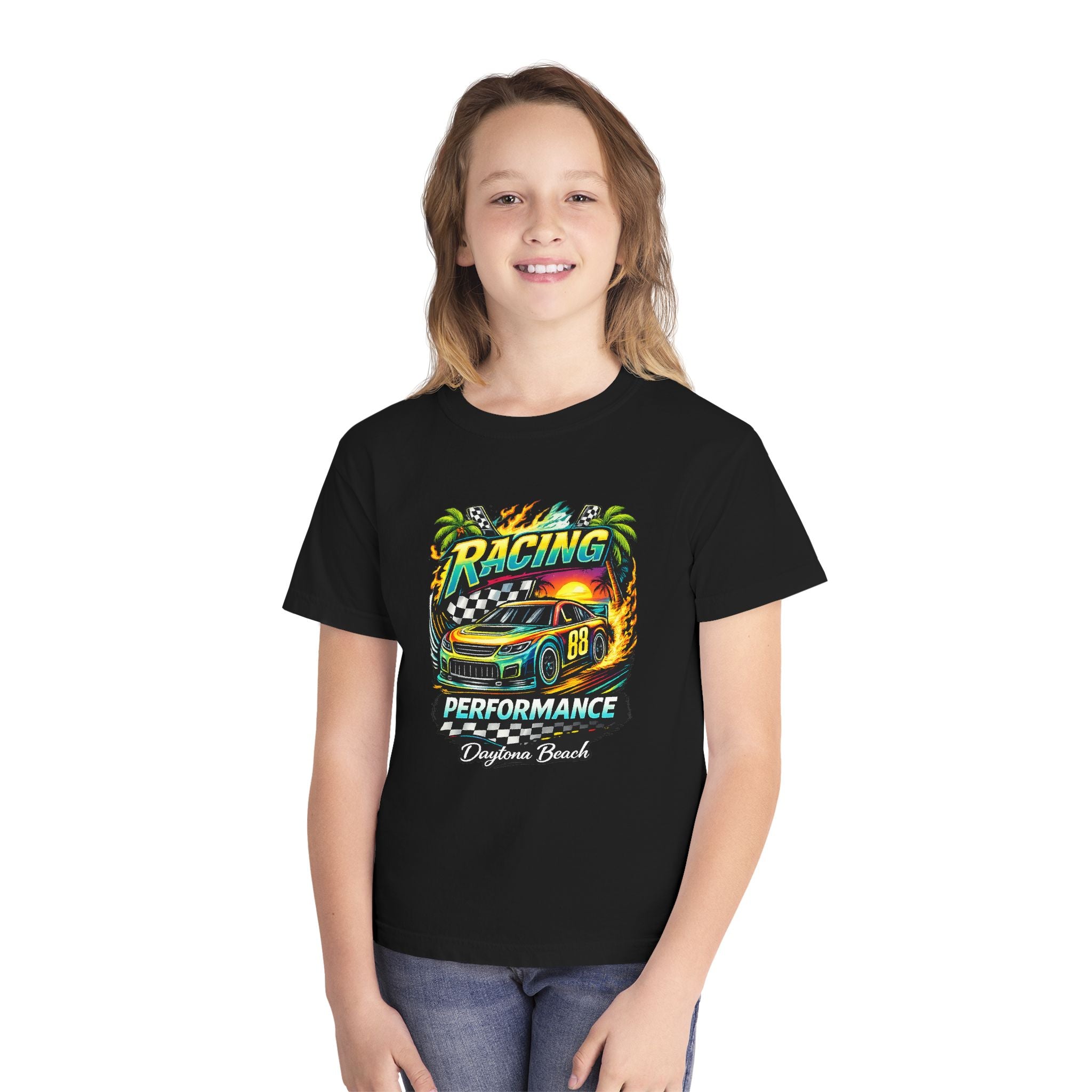 Racing Performance Youth Tee — 'Racing Performance' Graphic Car Shirt