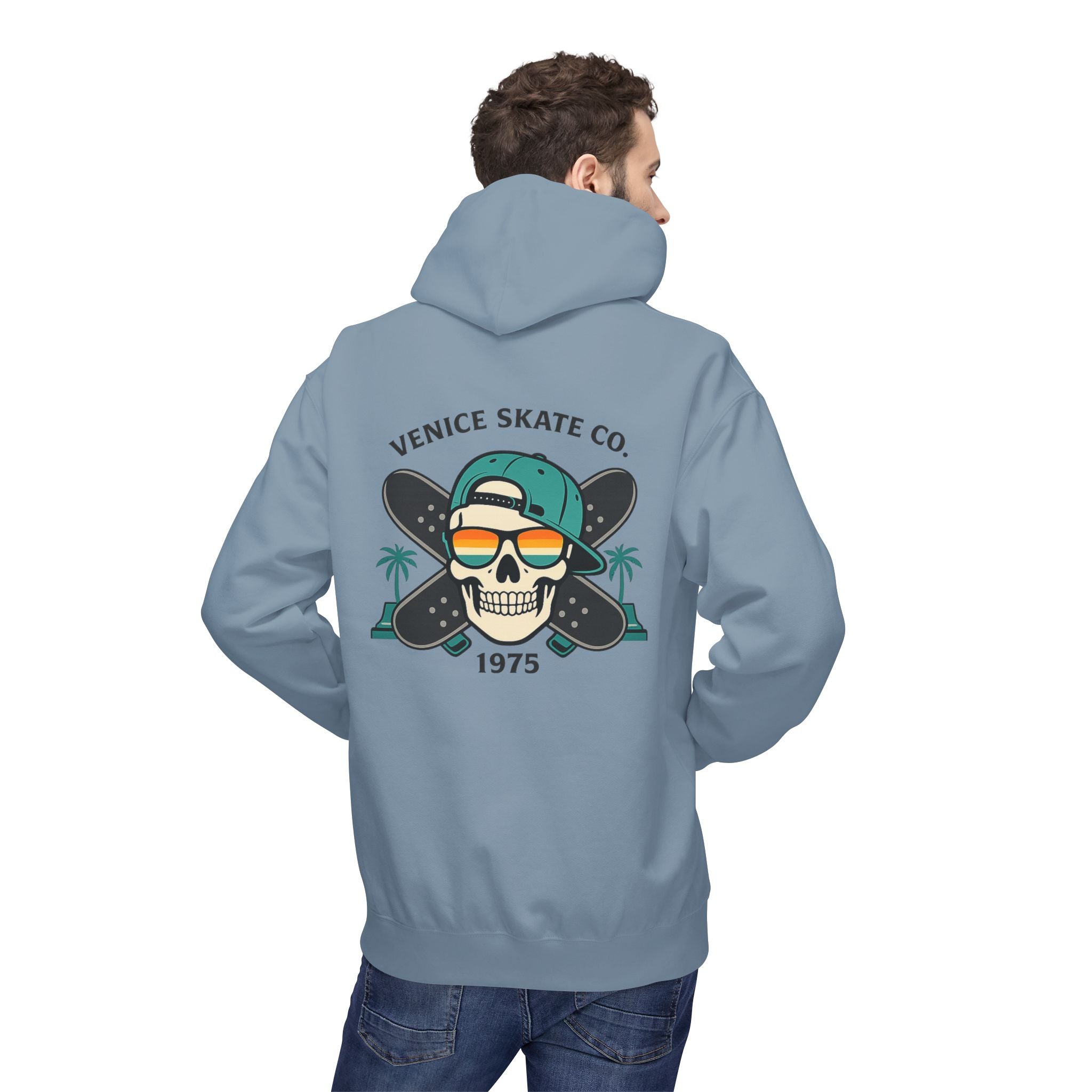 Venice Skate Co. Skull Palm Skateboard Hoodie — Retro Venice, California Pullover