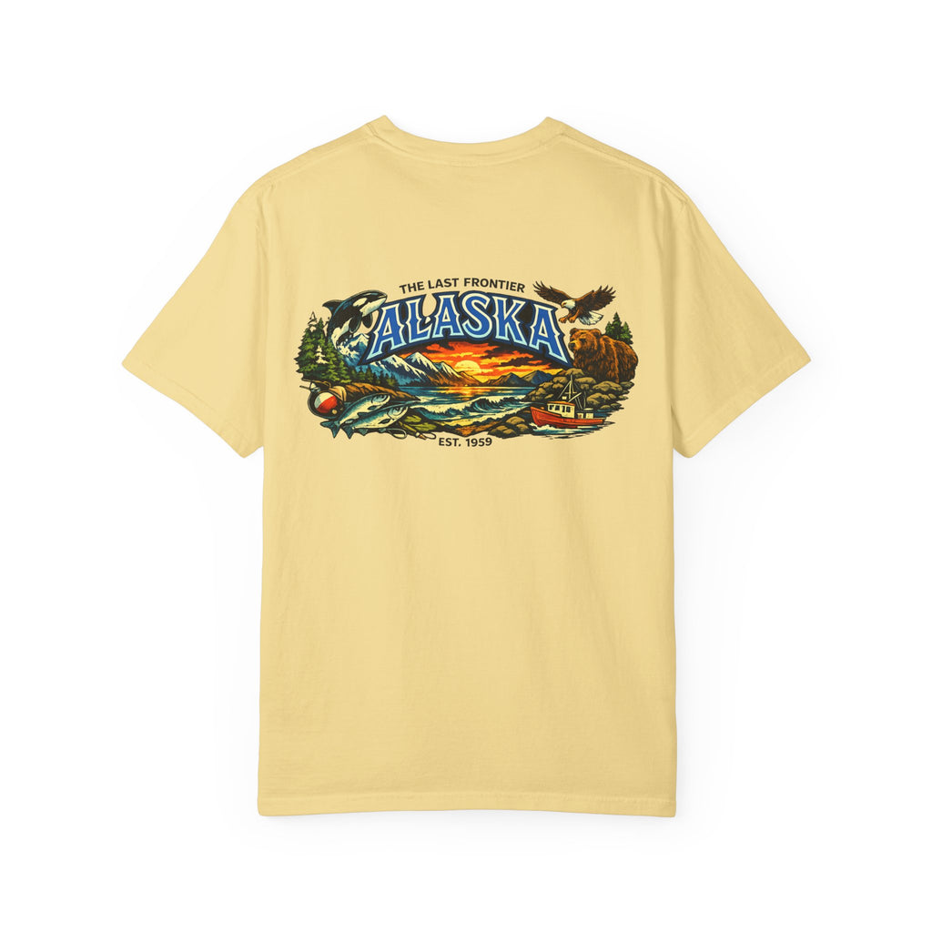 Alaska Scenic T‑Shirt — 'The Last Frontier' Sunset Graphic