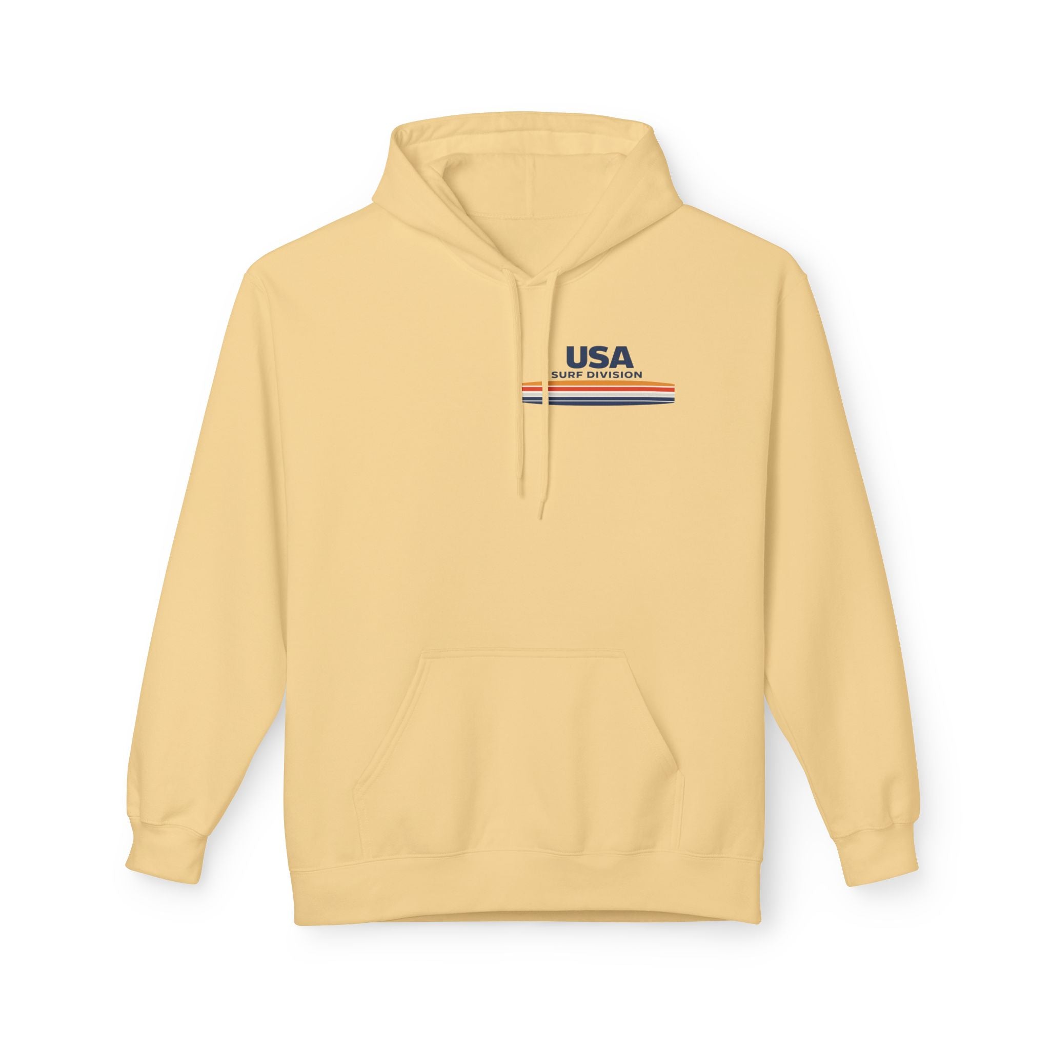 USA Surf Division Vintage Stripes Hoodie — Chest & Back Graphic
