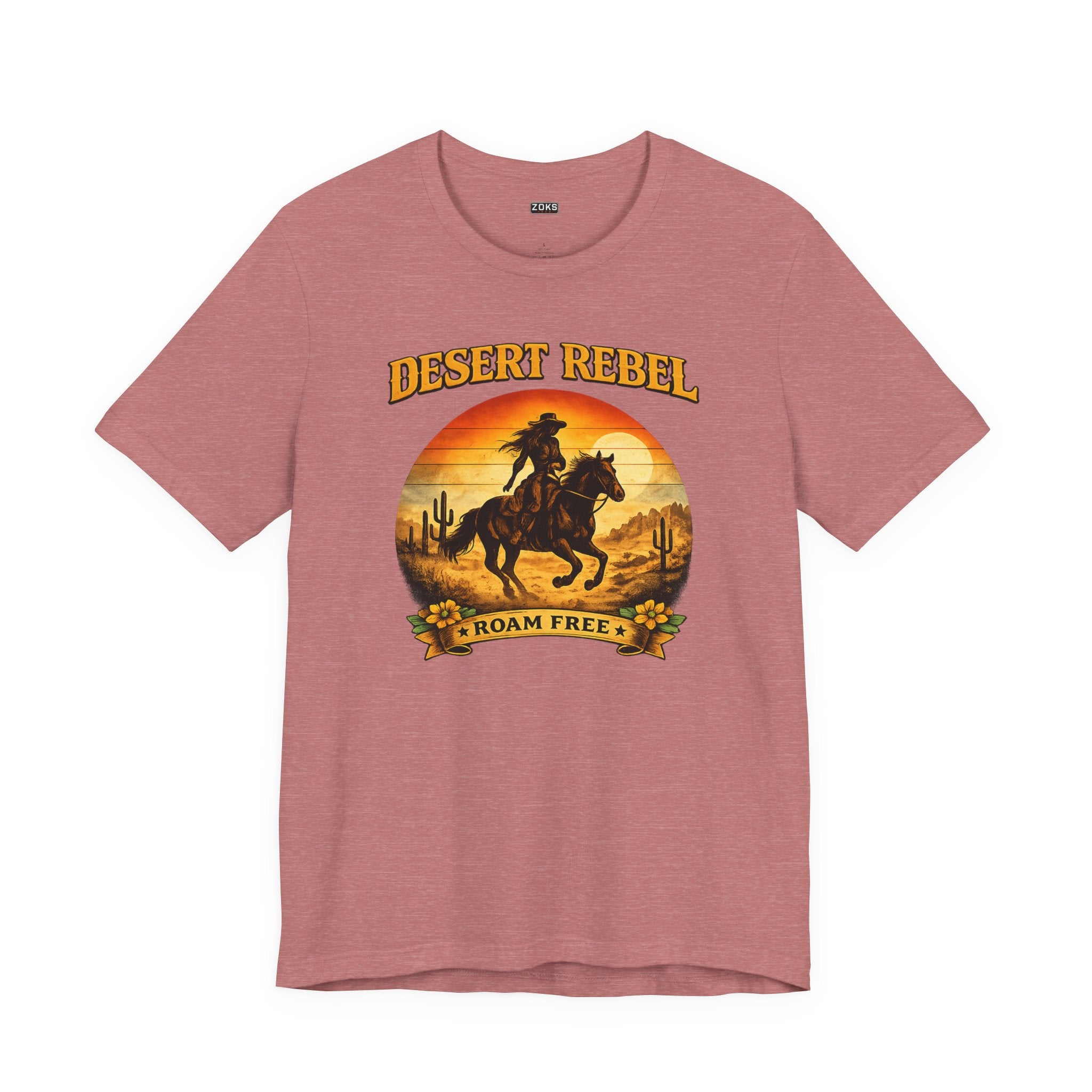 Desert Rebel 'Roam Free' - Women's Western Cowgirl Sunset T-Shirt